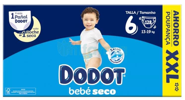 Dodot Bebé Seco Pañales Box XXL T6 13-18 KG 128 uds Online, Atida