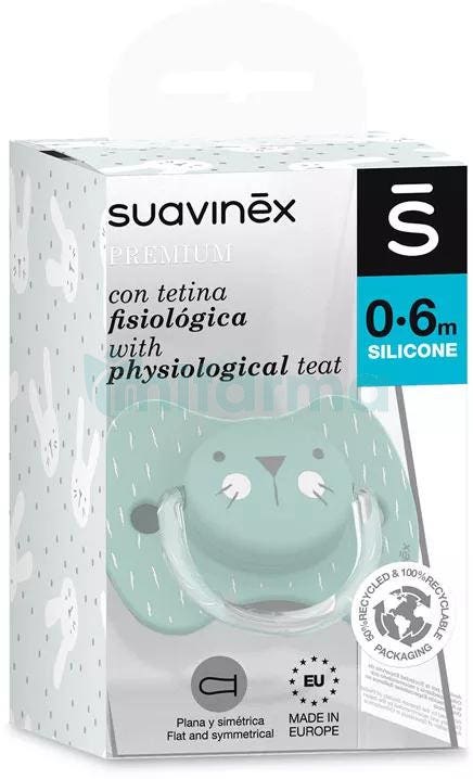 Suavinex Pacifier Premium Physiological Silicone 0-6 mesi Orsetto Grigio