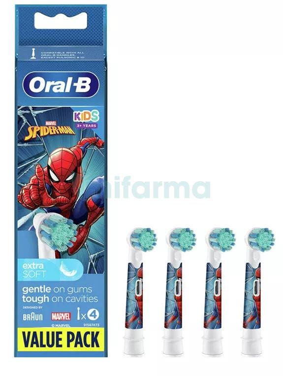 Oral-B Recambios Cepillo Electrico Stages Power Kids Spiderman 4uds