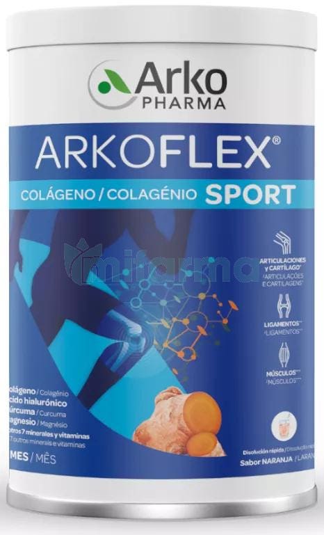 ArkoFlex Colageno Hidrolizado y Curcuma Sabor Naranja 390g