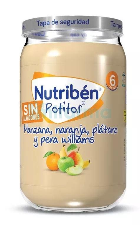 Nutriben Potito Manzana, Naranja, Platano y Pera Williams Sin Almidones 6m 235 gr