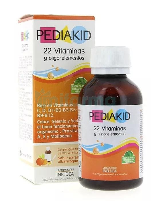 PEDIAKID 22 Vitaminas Oligoelementos Jarabe Infantil 125 ml Albaricoque