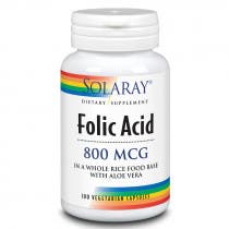 Acido Folico 800mcg Solaray 100 Capsulas Vegetales