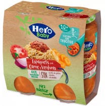 Hero Baby Tarrito Trocitos de Espaguetis con Carne y Verduras 10m 2x235 gr
