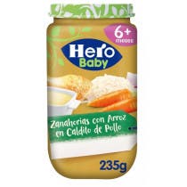 Hero Baby Tarrito Zanahorias con Arroz en Caldito de Pollo 6m 235 gr